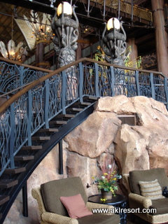 Stairs to lobby from second floor